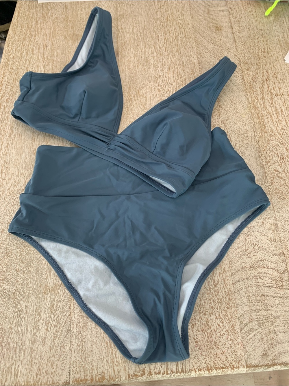 Cupshe Slate Blue One-Piece-Inspired Swim Set